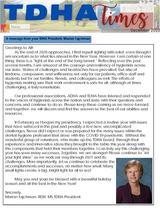 Winter 2020 edition of the TDHA Times